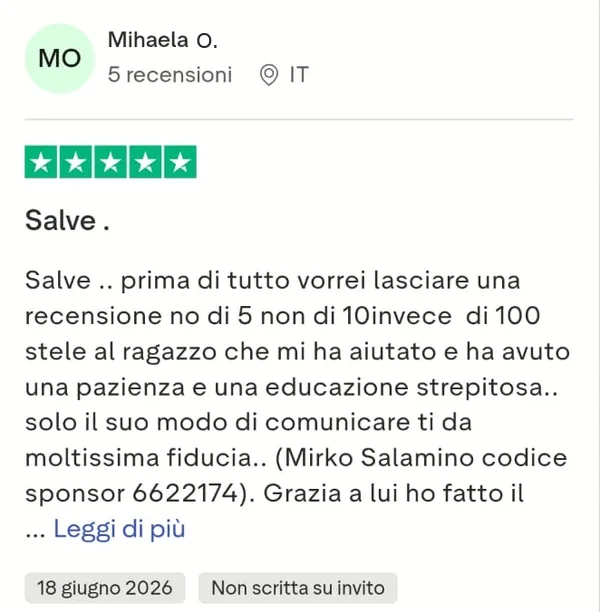 Trustpilot – Mihaela O., 18/06/2026
